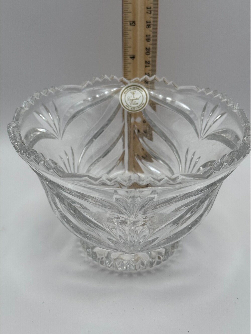 Crystal Clear 24% Lead Crystal Germany Cut Crystal Bowl Scalloped Rim 7.5"